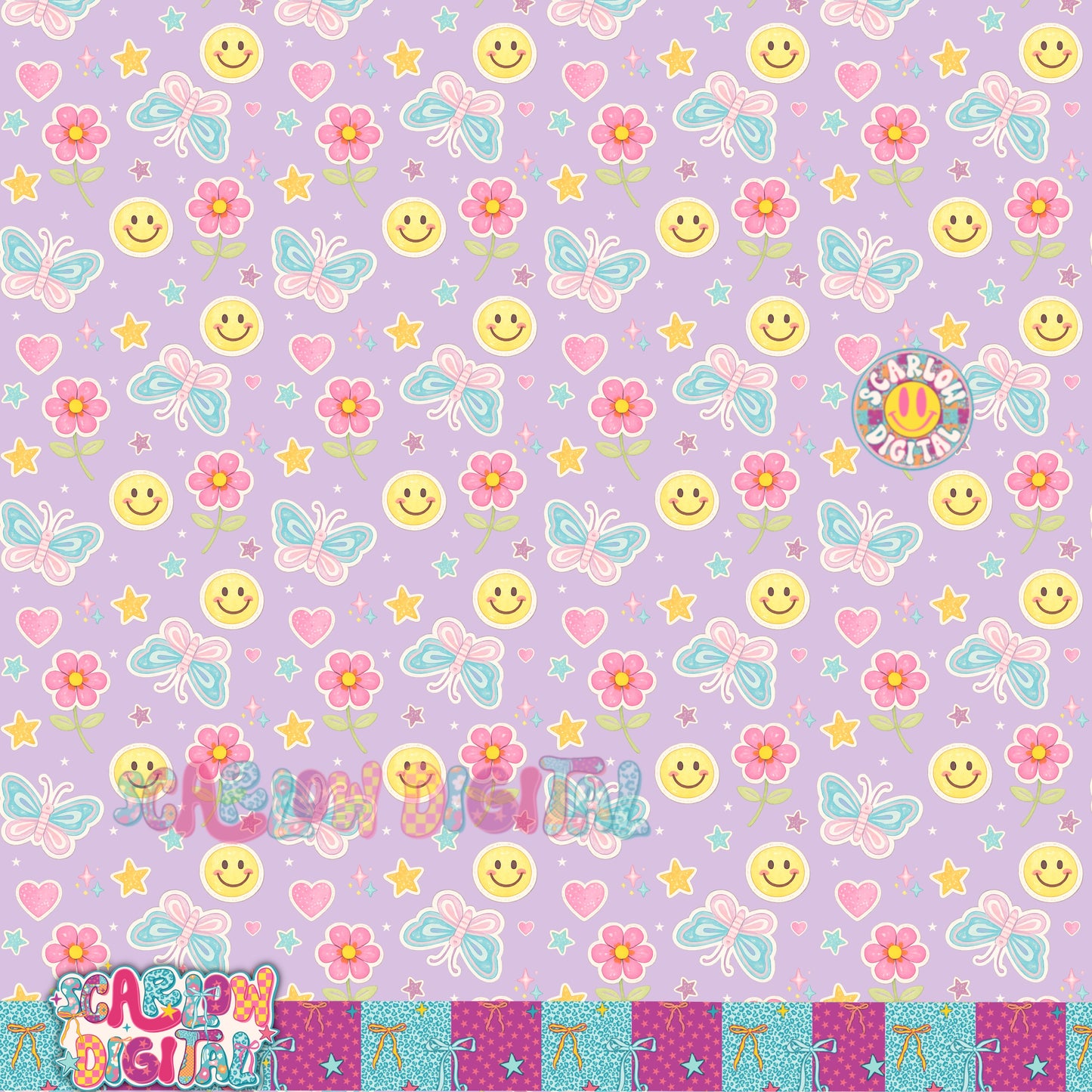 Preppy Doodles Seamless Pattern Digital Design