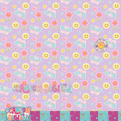 Preppy Doodles Seamless Pattern Digital Design