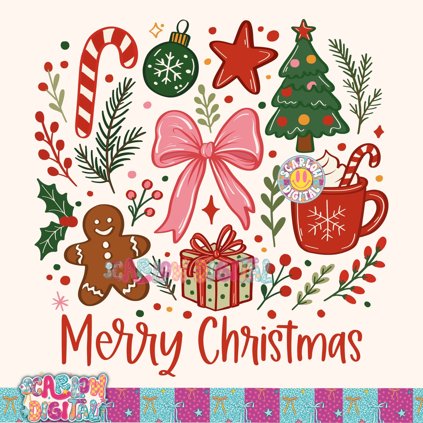 Merry Christmas PNG Digital Design