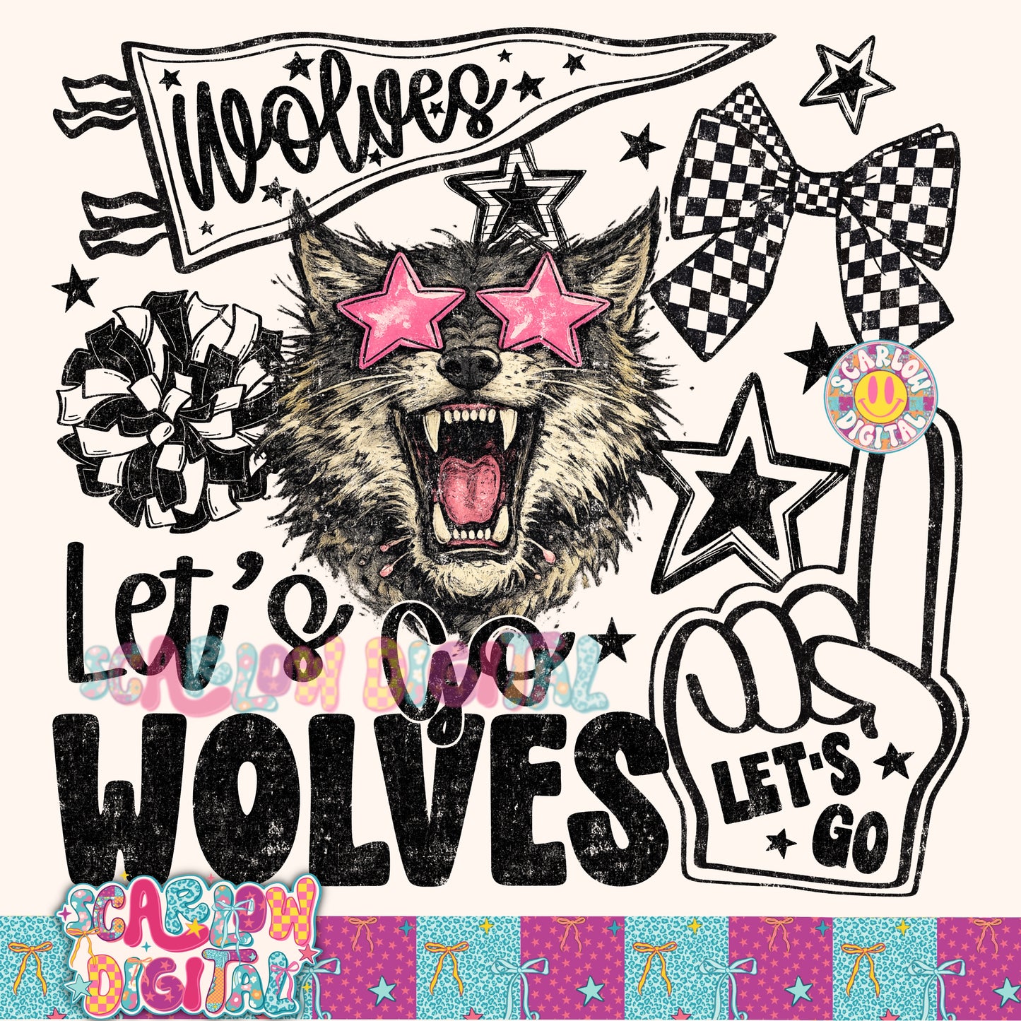 Wolves Mascot PNG Digital Design