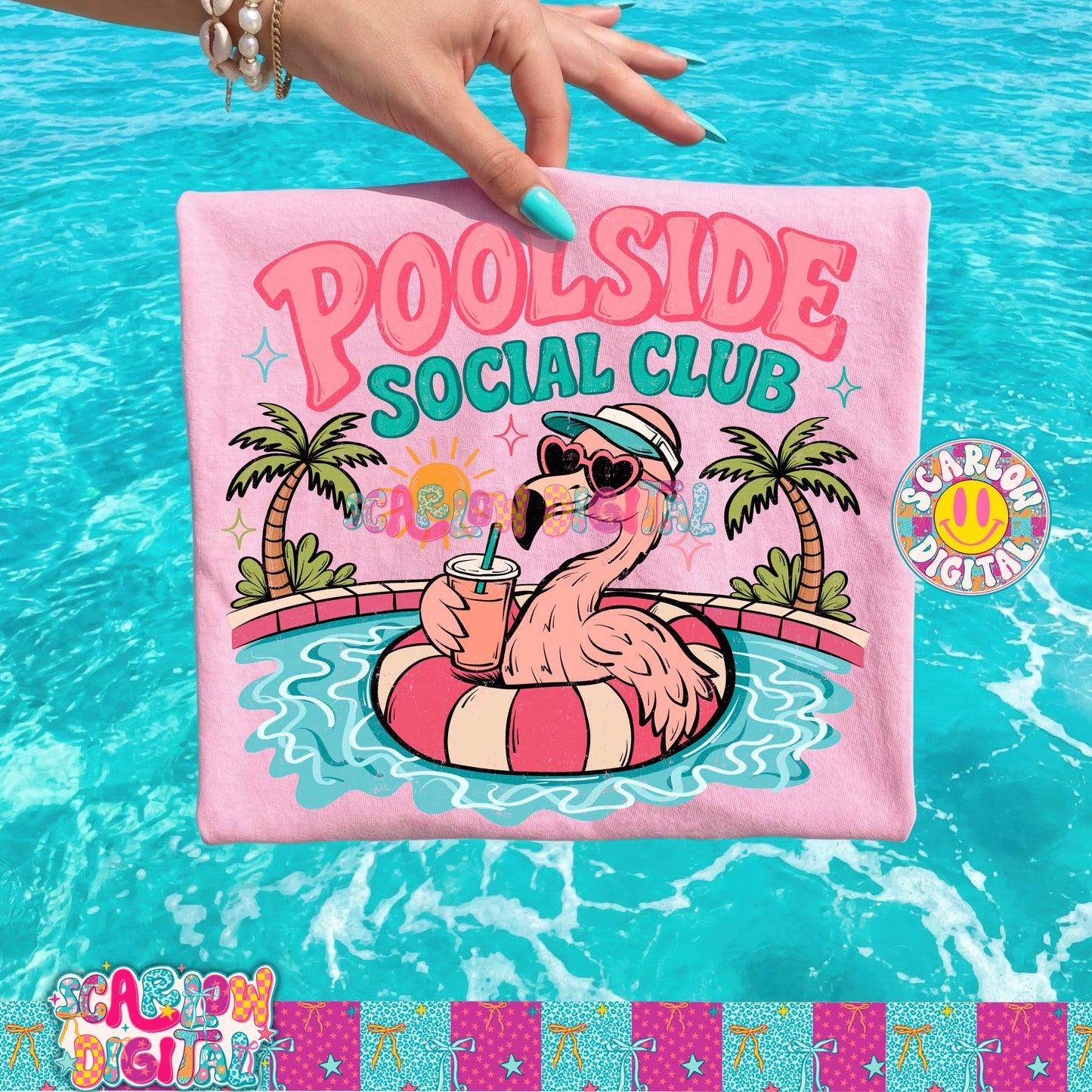Poolside Social Club PNG Digital Design (Includes both WITH stripes and WITHOUT stripes)