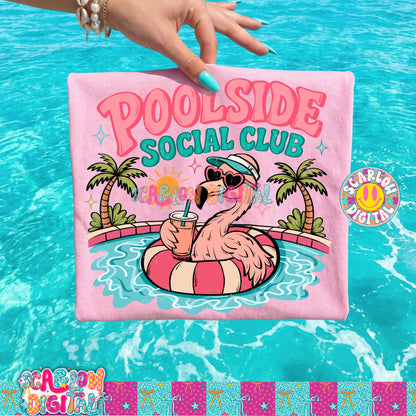 Poolside Social Club PNG Digital Design (Includes both WITH stripes and WITHOUT stripes)