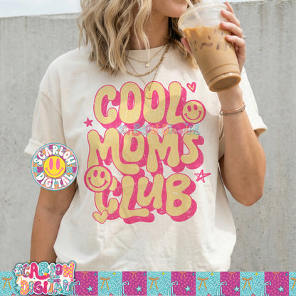 Cool Moms Club in Pink and Yellow PNG Digital Design