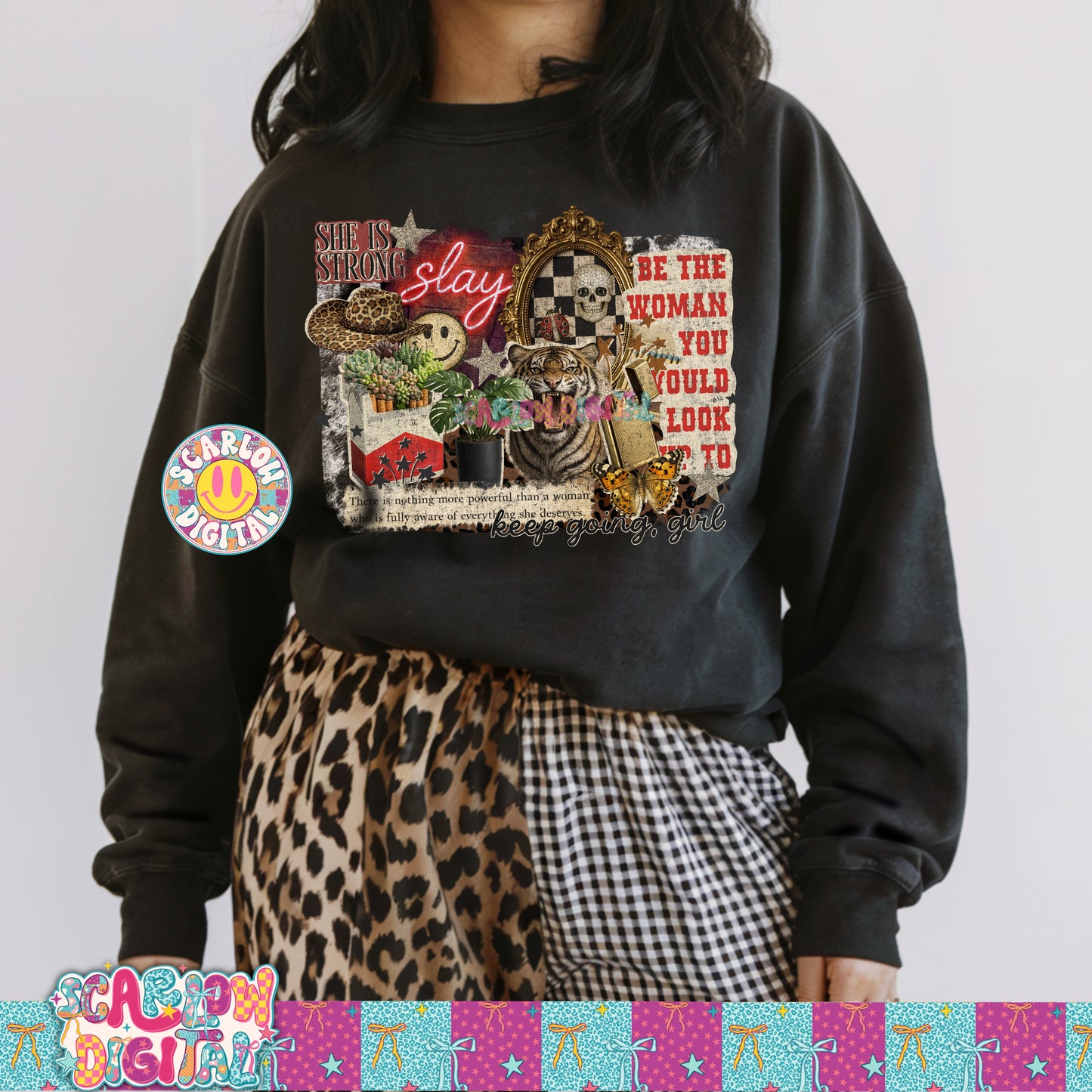 Strong Woman Collage PNG Digital Design