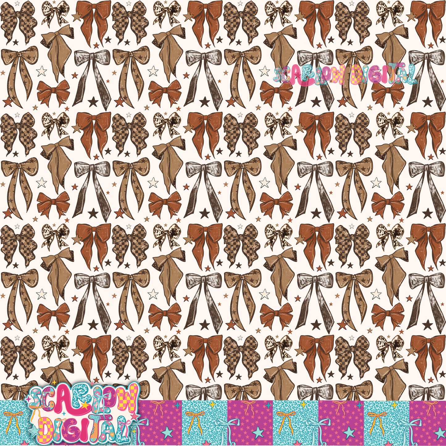 Western Bows Seamless Pattern Digital Design