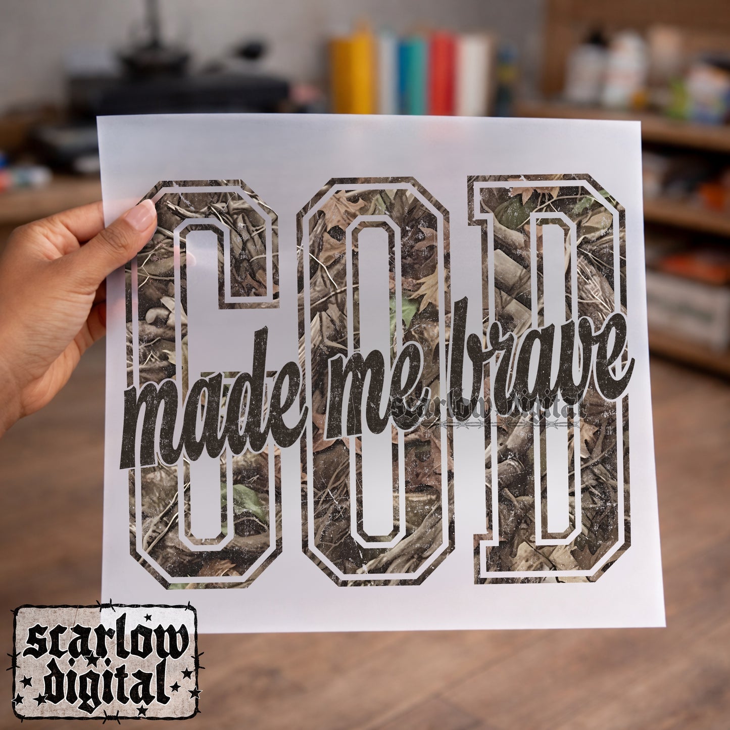 God Made Me Brave Christian Camo Boy PNG Digital Design