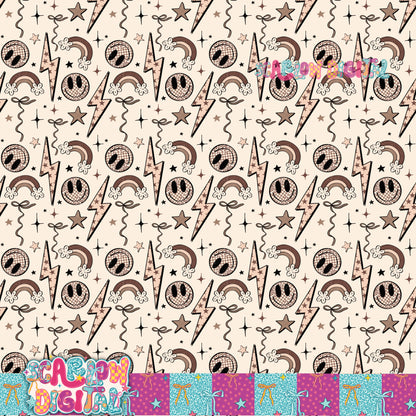 Neutral Retro Seamless Pattern Digital Design