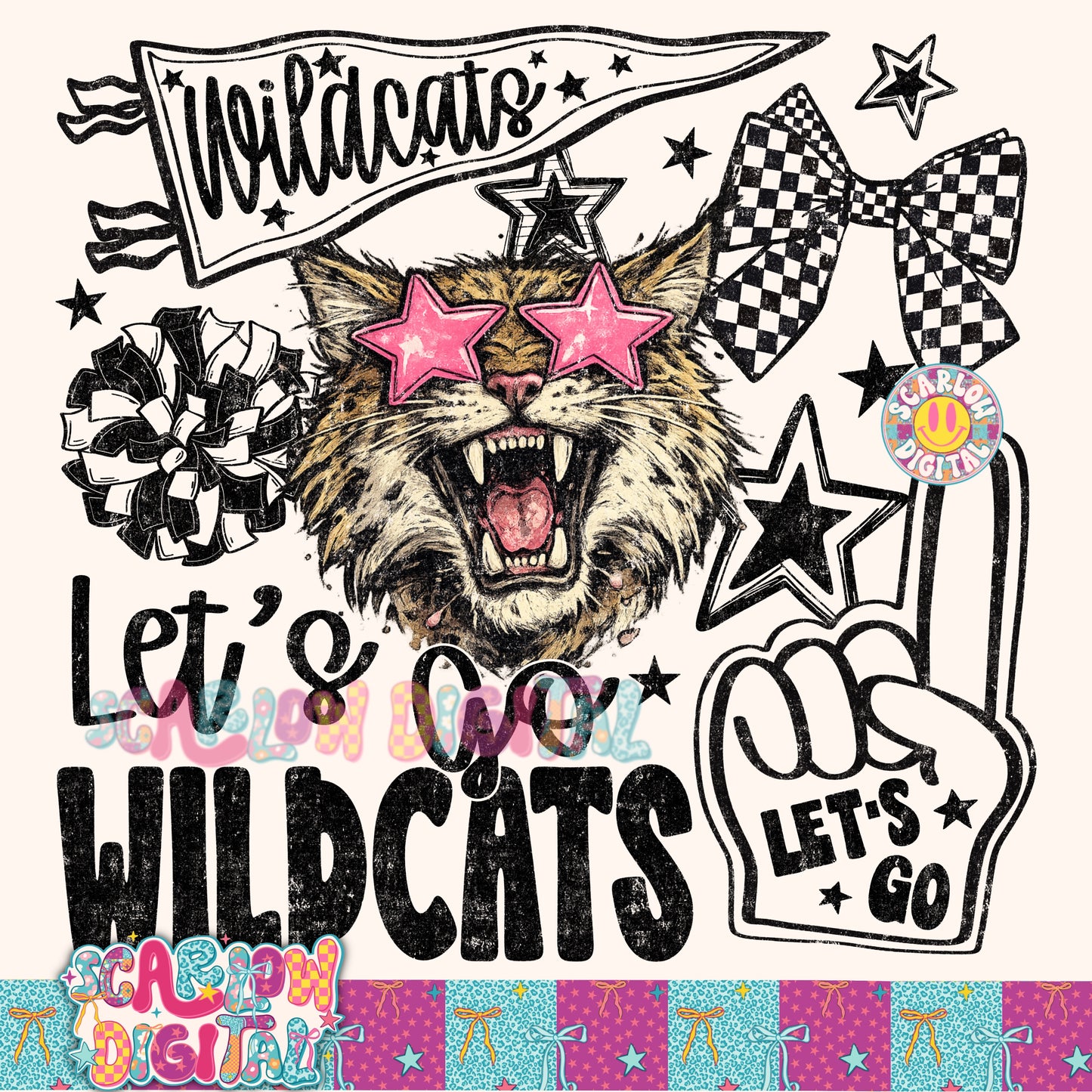 Wildcats Mascot PNG Digital Design