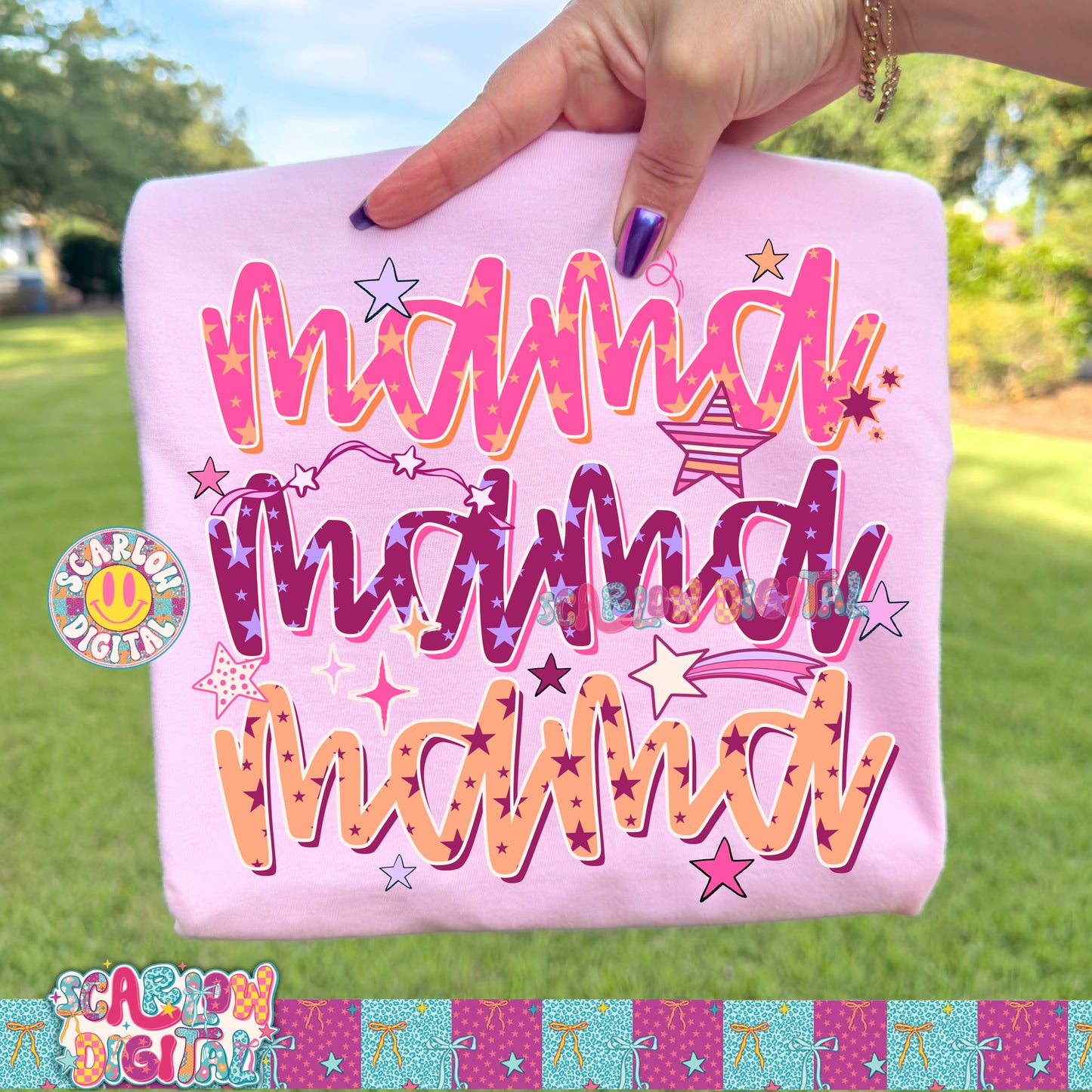 Pink Purple Mama PNG Digital Design