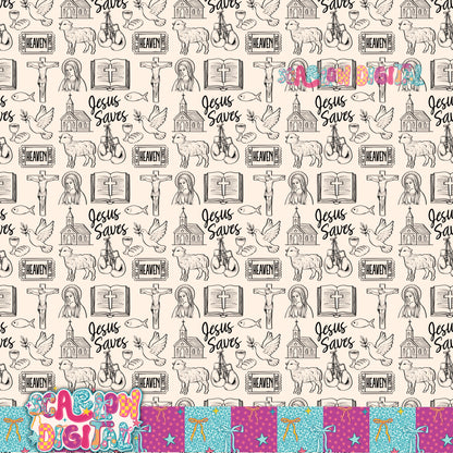 Jesus Saves Seamless Pattern Digital Design