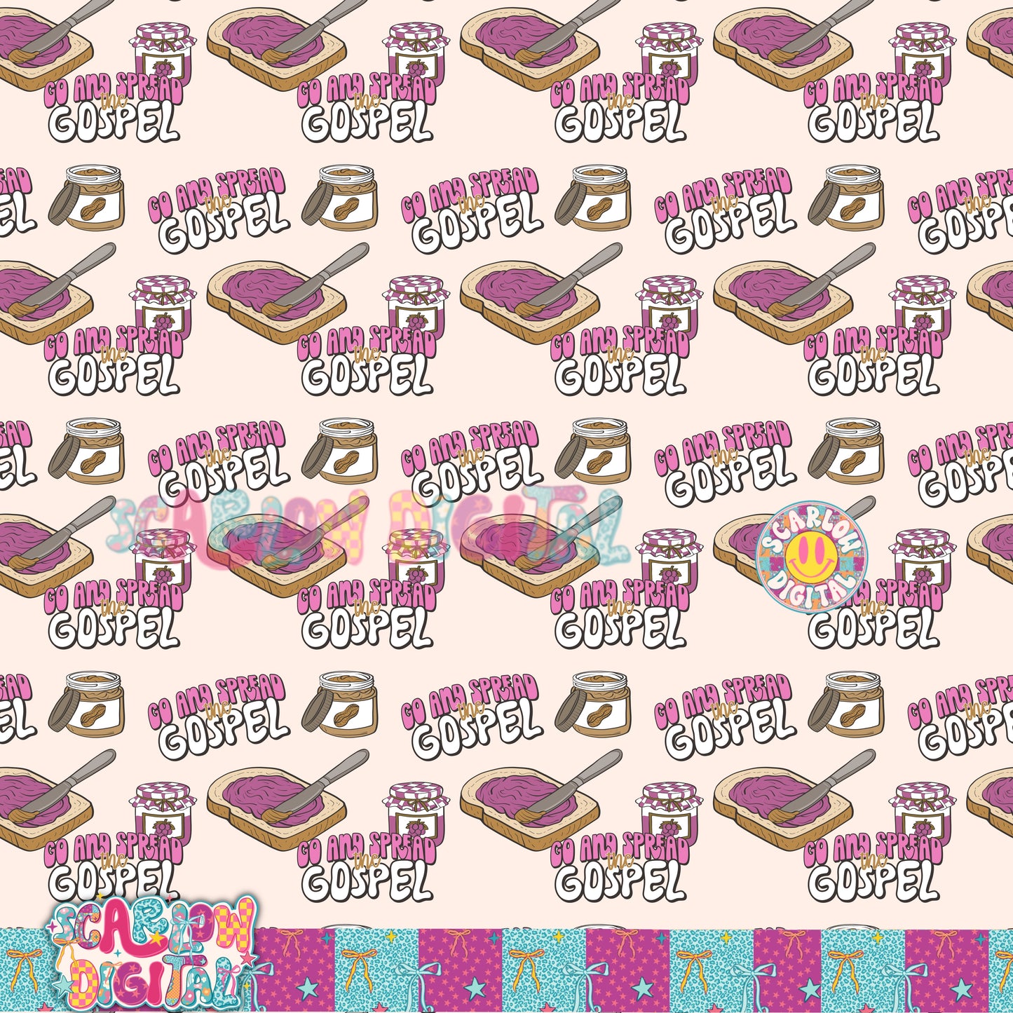 Spread the Gospel Seamless Pattern Digital Design