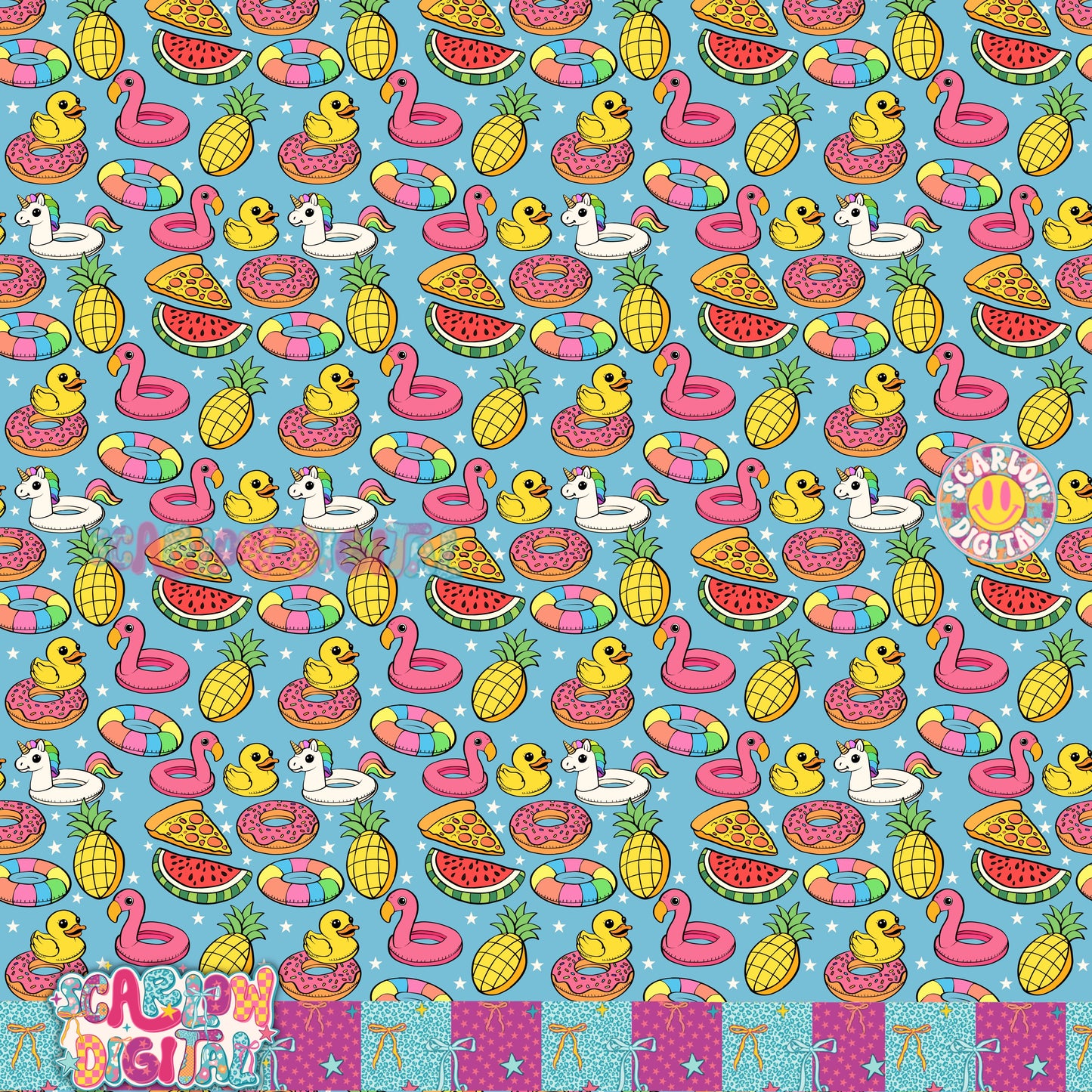 Pool Floats Seamless Pattern Digital Design