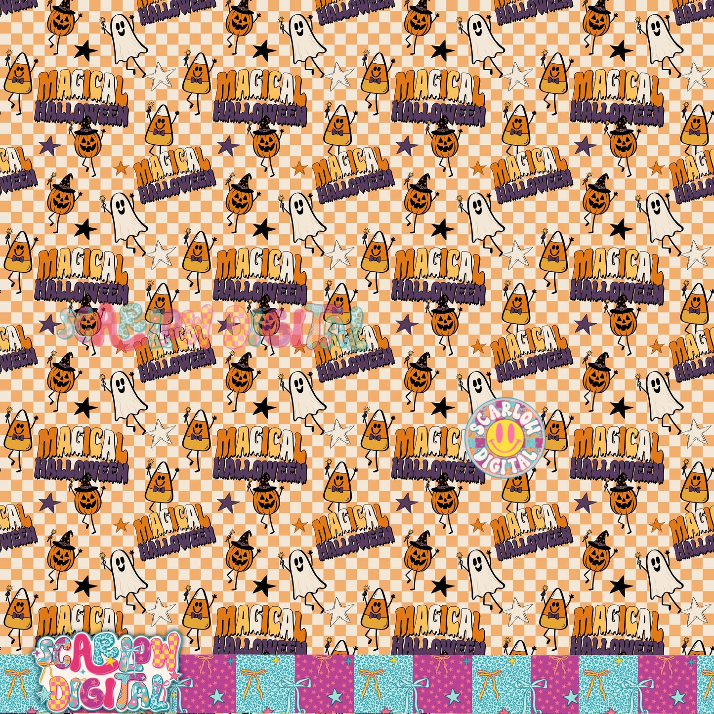 Magical Halloween Seamless Pattern Digital Design