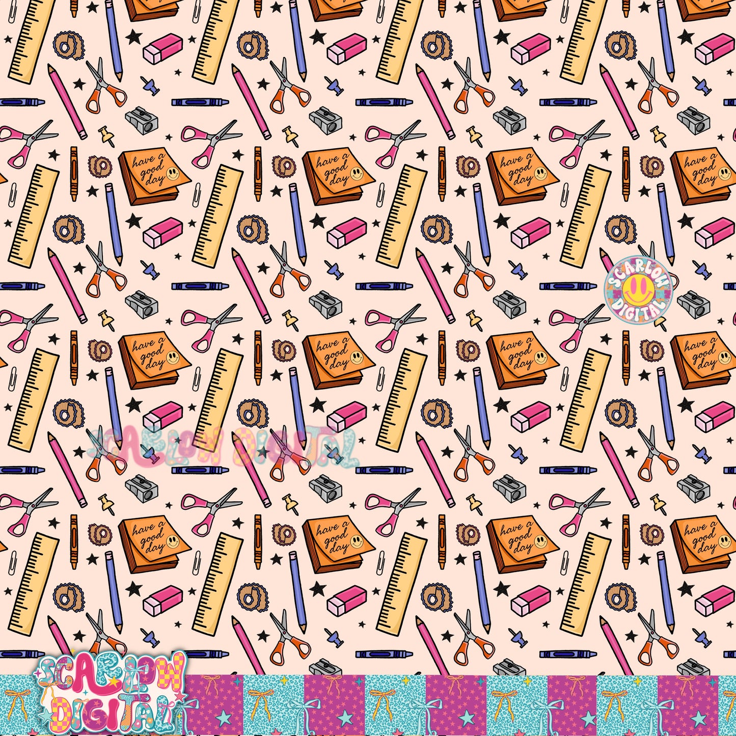 School Things Seamless Pattern Digital Design