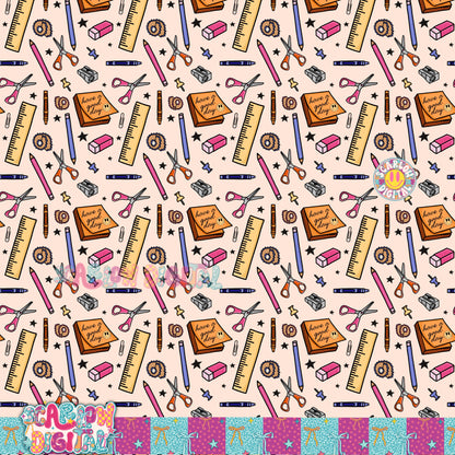 School Things Seamless Pattern Digital Design