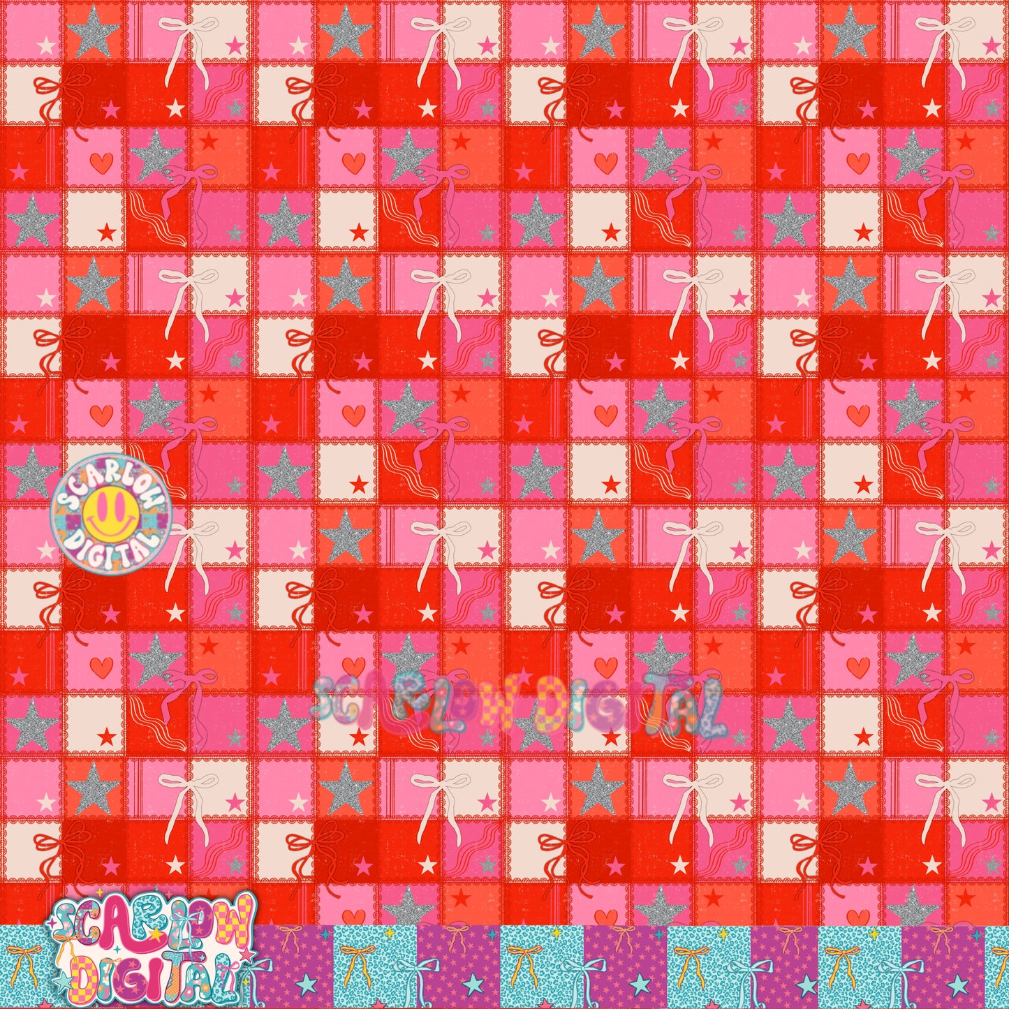 Valentine's Day Checkers Seamless Pattern Digital Design