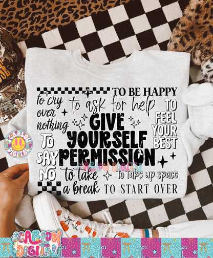 Give Yourself Permission PNG Digital Design