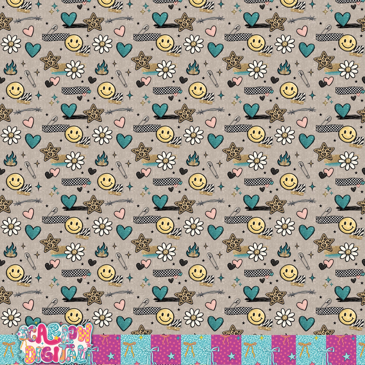Edgy Seamless Pattern Digital Design