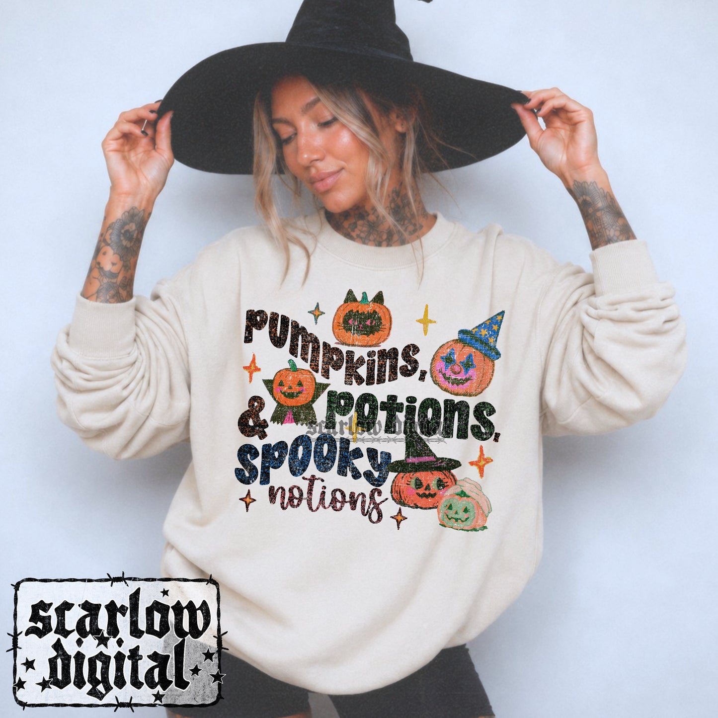 Pumpkins Potions and Spooky Notions PNG Digital Design