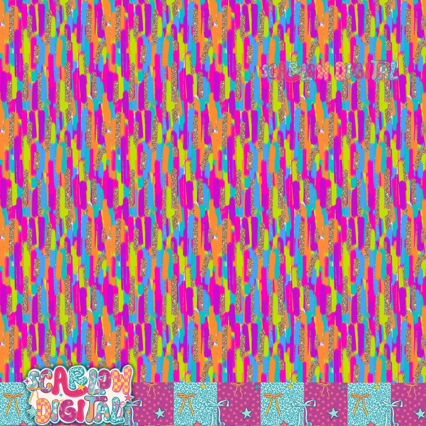 Paint and Gold Glitter Seamless Pattern Digital Design