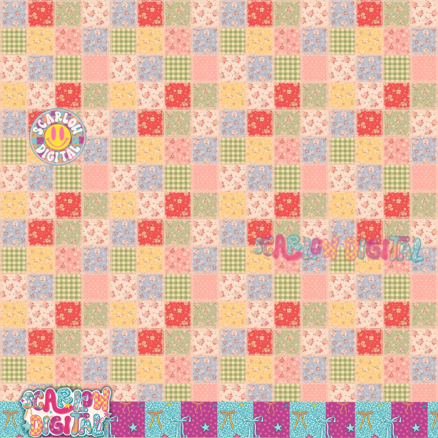 Vintage Quilt Seamless Pattern Digital Design