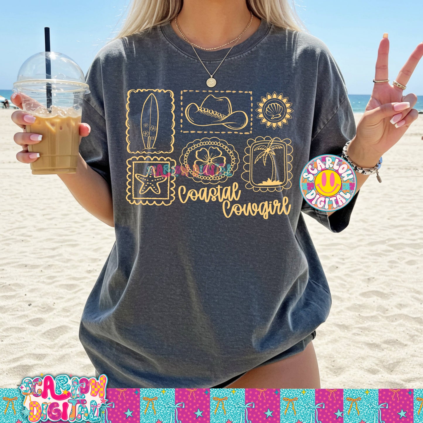 Coastal Cowgirl Single Color PNG Digital Design