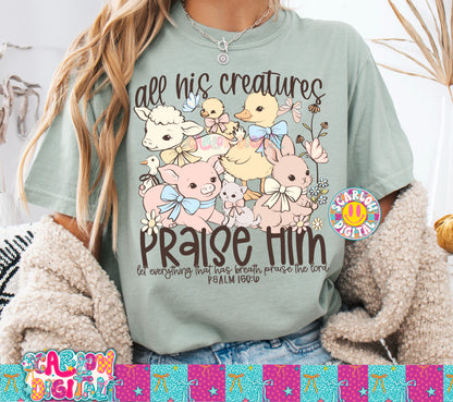 All His Creatures Praise Him PNG Digital Design