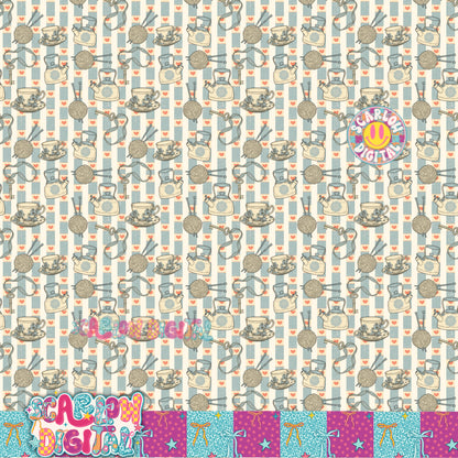 Thrifty Seamless Pattern Digital Design