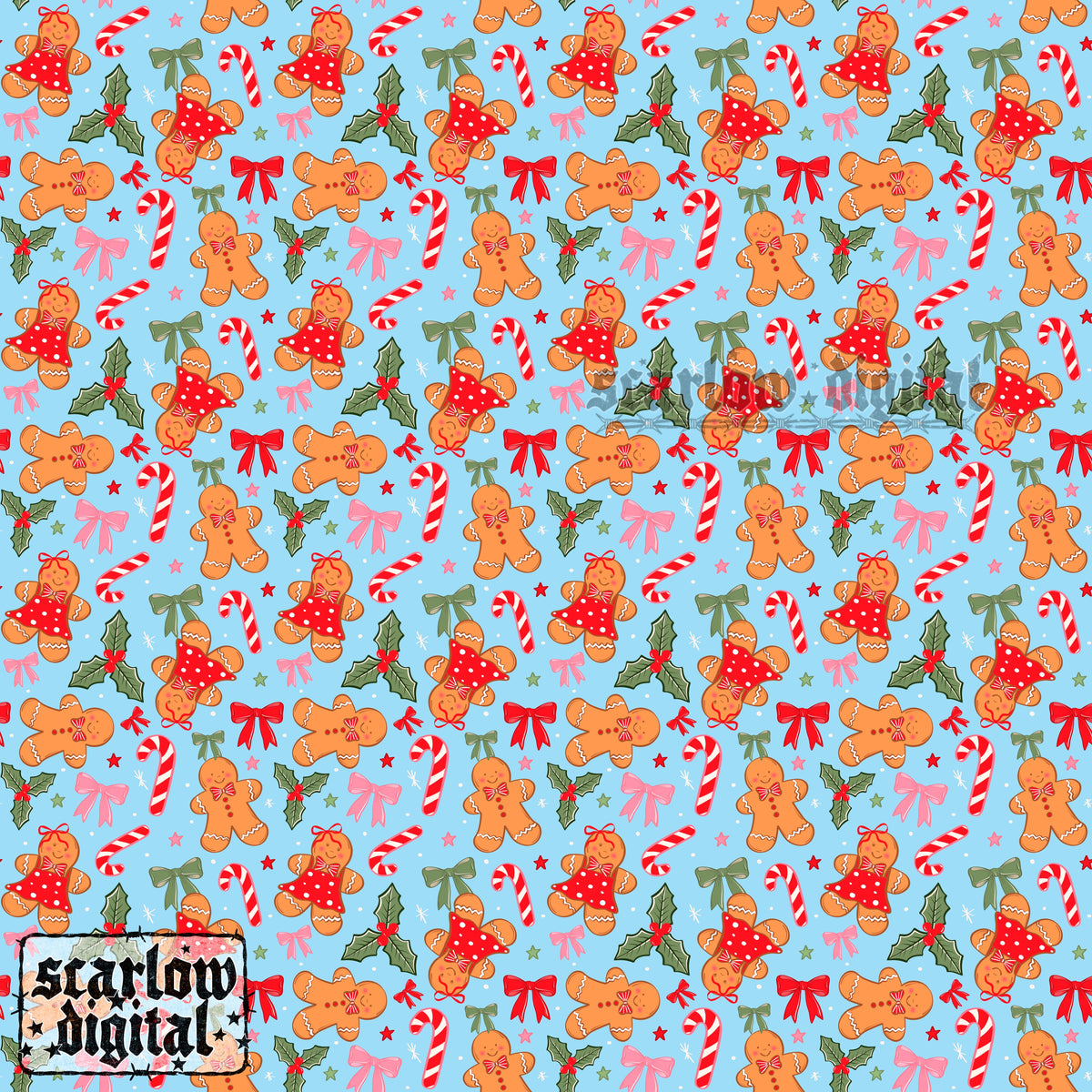 Gingerbreads Christmas Seamless Pattern Digital Design