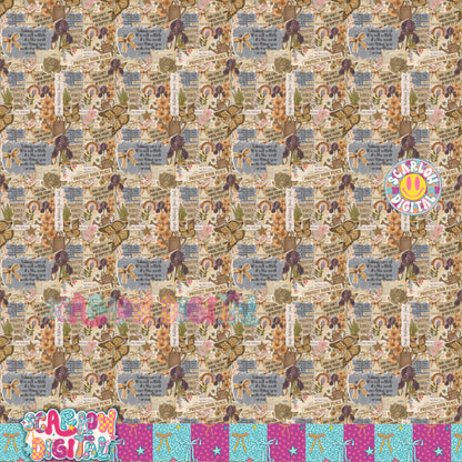 Self Care Scrapbook Seamless Pattern Digital Design