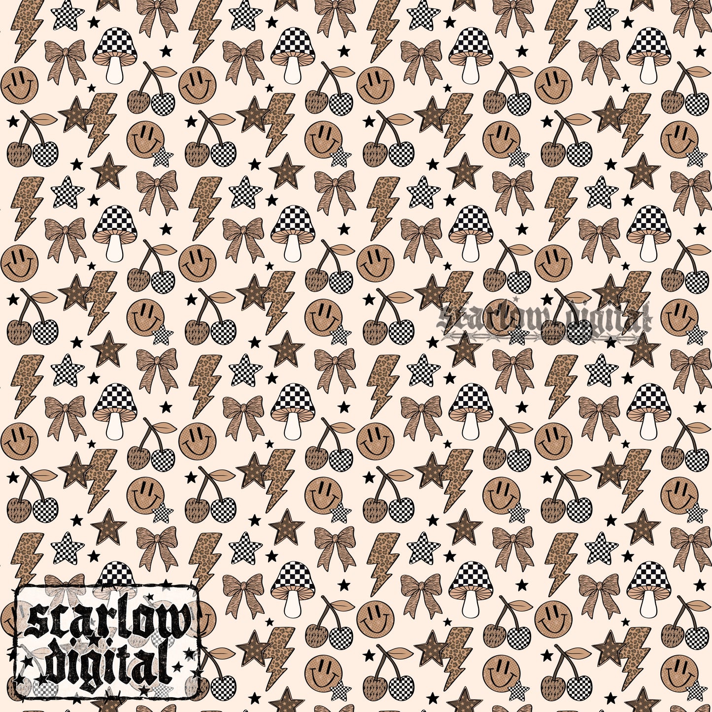 Neutral Things Seamless Pattern Digital Design