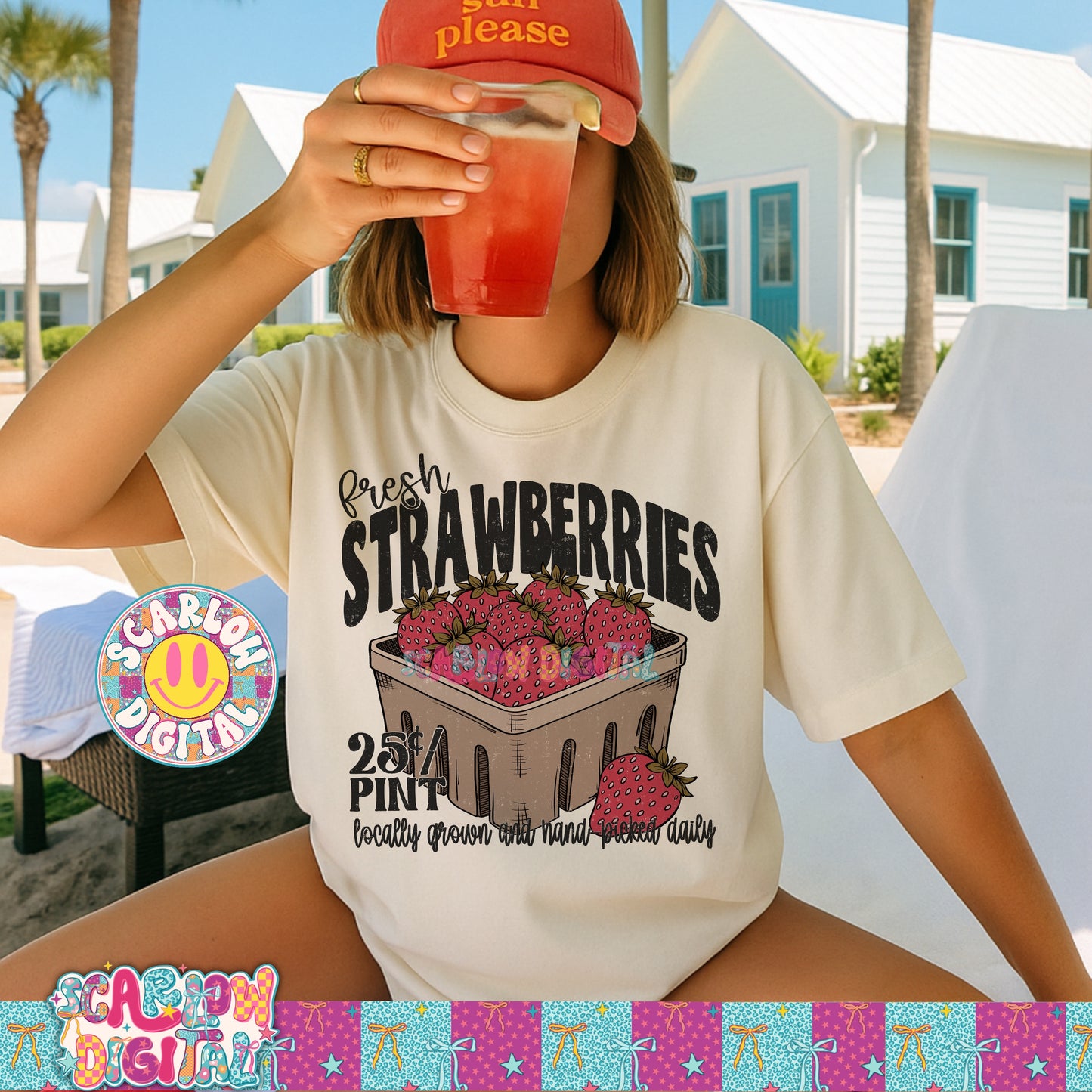 Fresh Strawberries PNG Digital Design