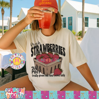 Fresh Strawberries PNG Digital Design