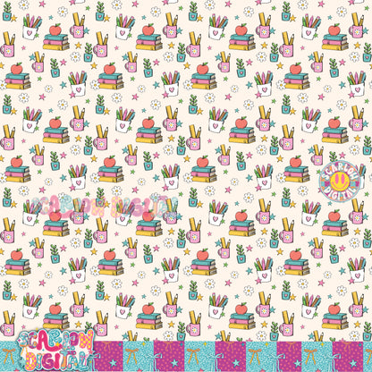 School Things Seamless Pattern Digital Design