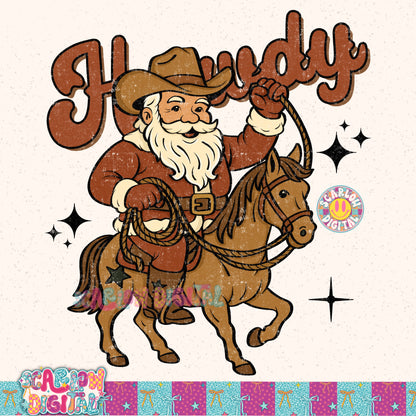 Howdy Christmas Santa PNG Digital Design