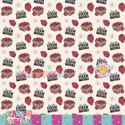 Fresh Strawberries Seamless Pattern Digital Design