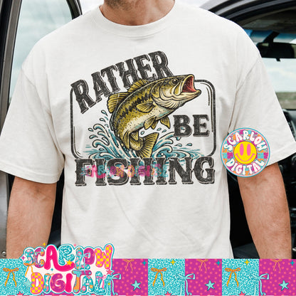 Rather Be Fishing PNG Digital Design