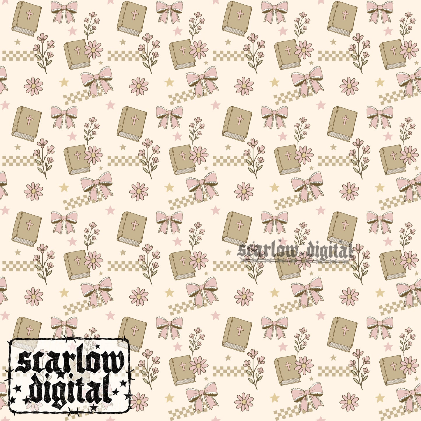 Floral Bible Seamless Pattern Digital Design