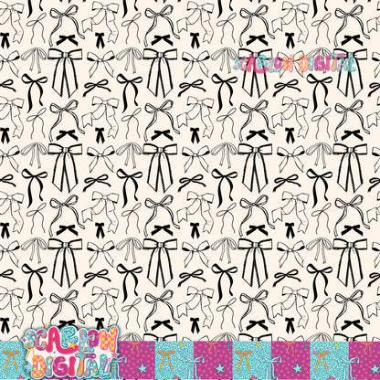 Black Bows Seamless Pattern Digital Design