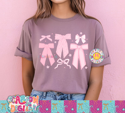 Pink Coquette Bows PNG Digital Design