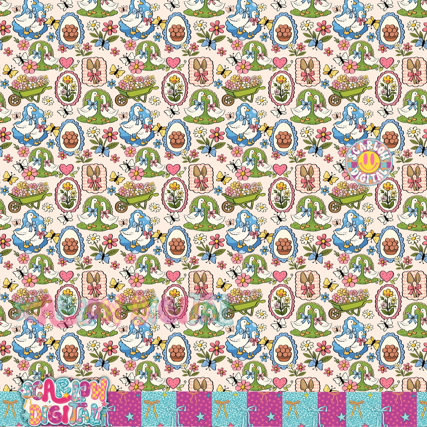 Spring Things Seamless Pattern Digital Design