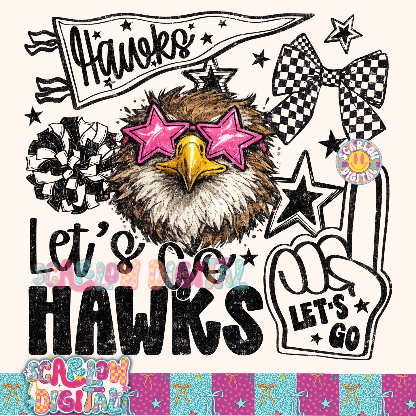 Hawks Mascot PNG Digital Design