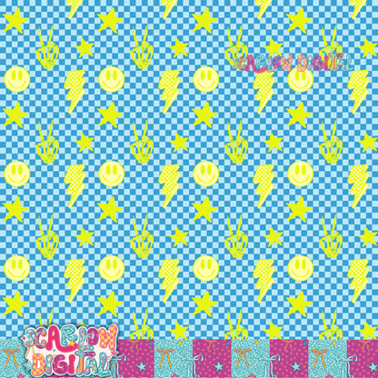 Lime Blue Seamless Pattern Digital Design