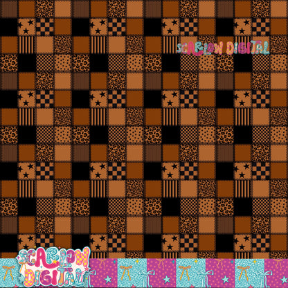 Brown and Black Lace Patches Seamless Pattern Digital Design