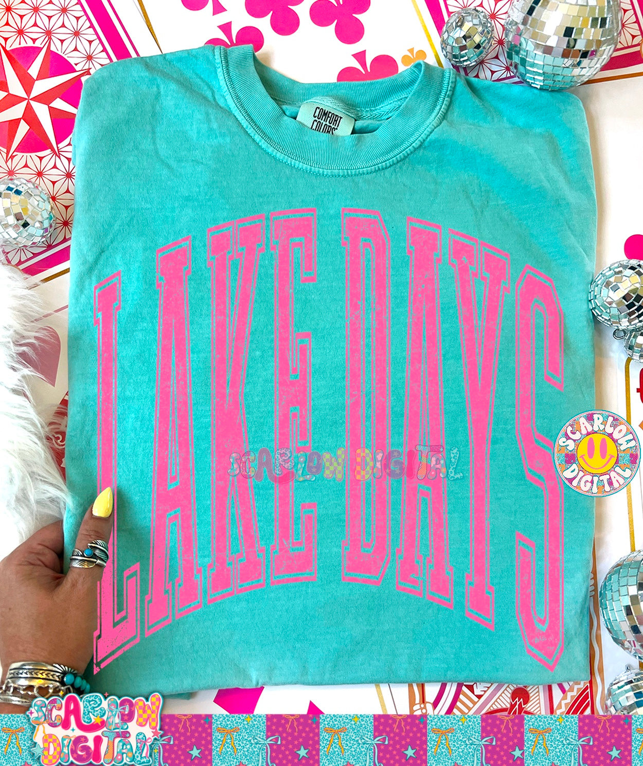 Lake Days Oversized Varsity Letters PNG Digital Design
