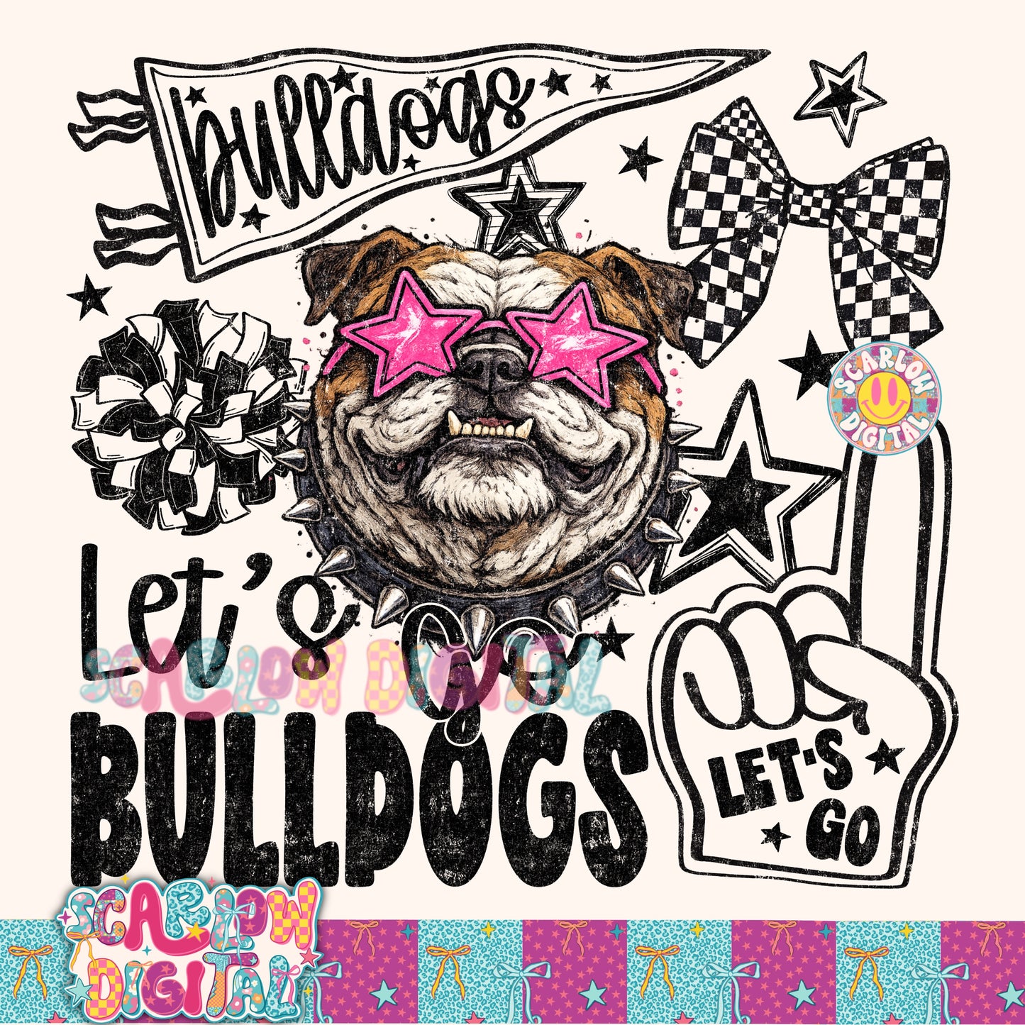 Bulldogs Mascot PNG Digital Design