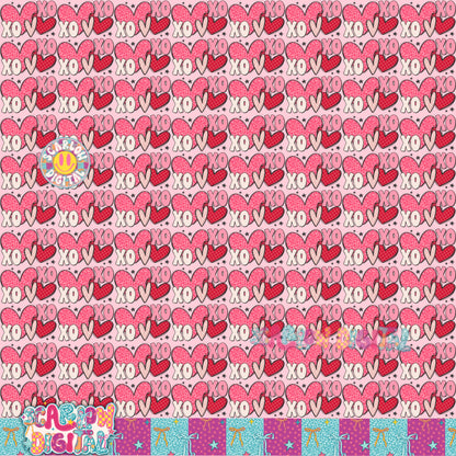 Xoxo and Hearts Seamless Pattern Digital Design