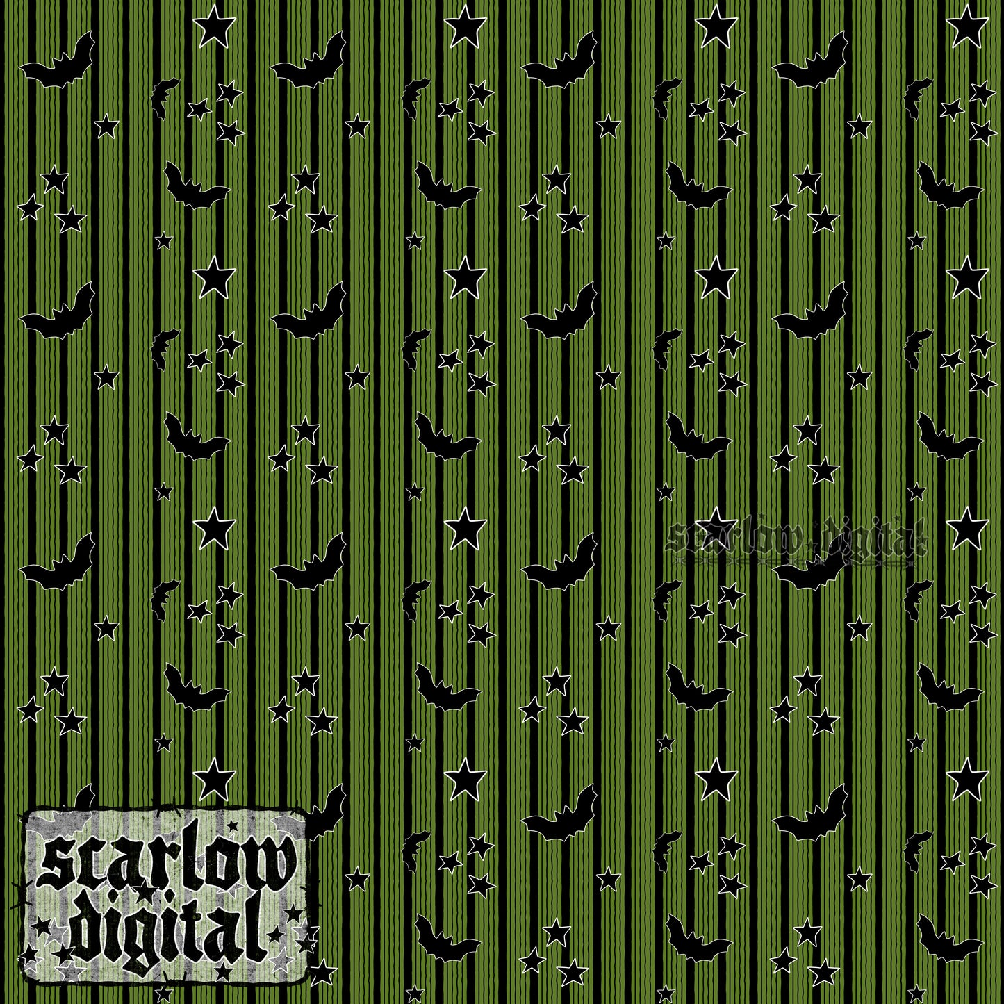 Bats and Stars Halloween Seamless Pattern Digital Design