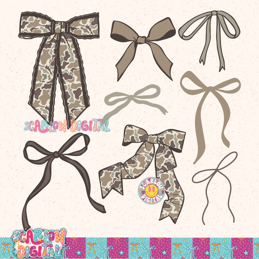 Camo Bows PNG Digital Design