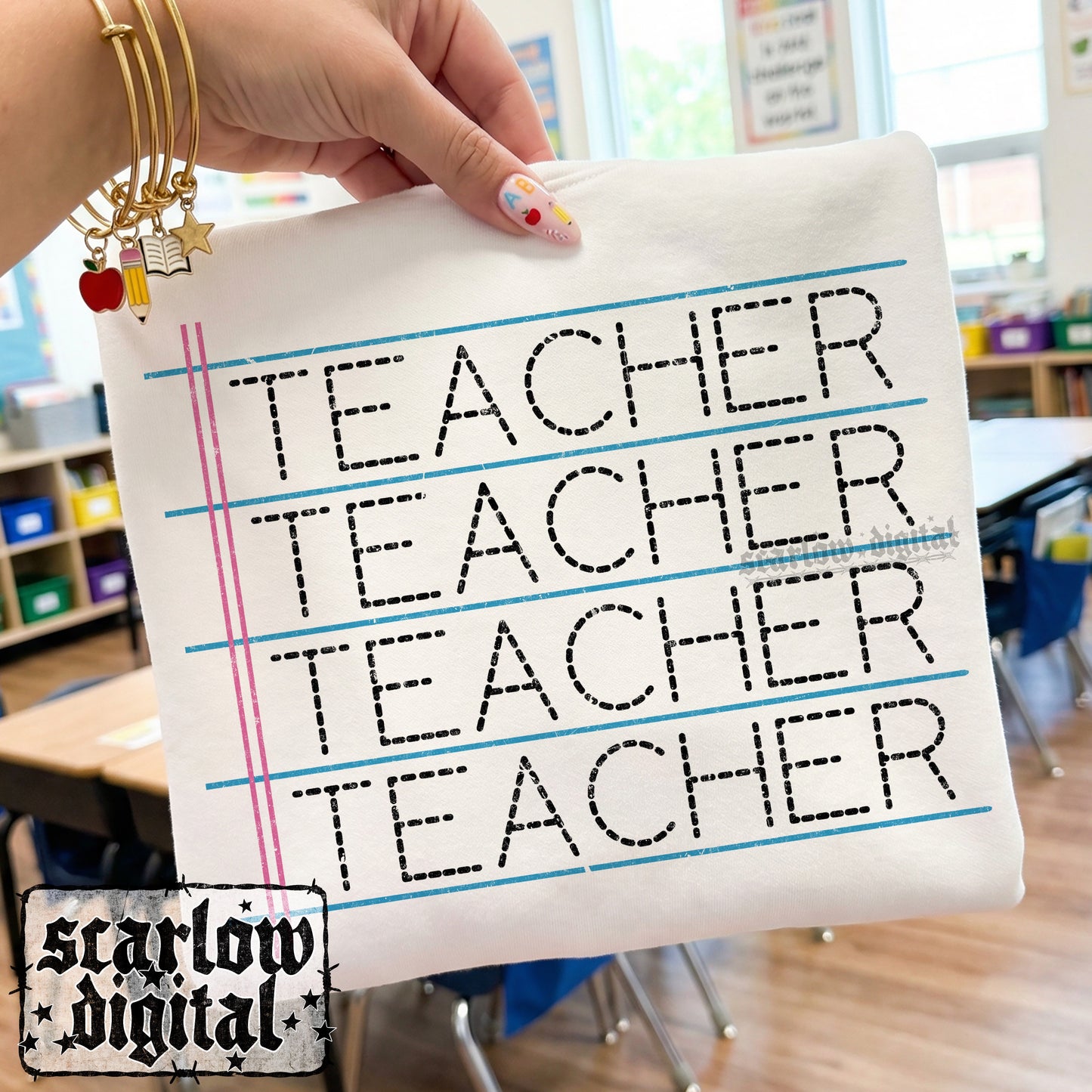 Teacher Back to School Front + Back PNG Digital Design